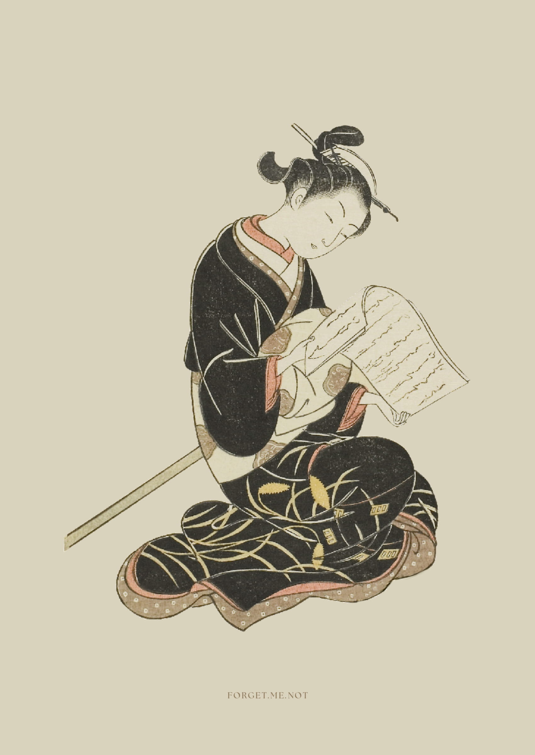 The Evening Glow of a Lamp by Suzuki Harunobu, dating back to the Edo period